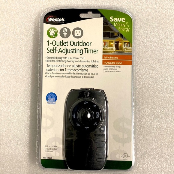 Westek 1-Outlet Outdoor Self-Adjusting Timer. Grounded outlet, Photoelectric. - Picture 1 of 5